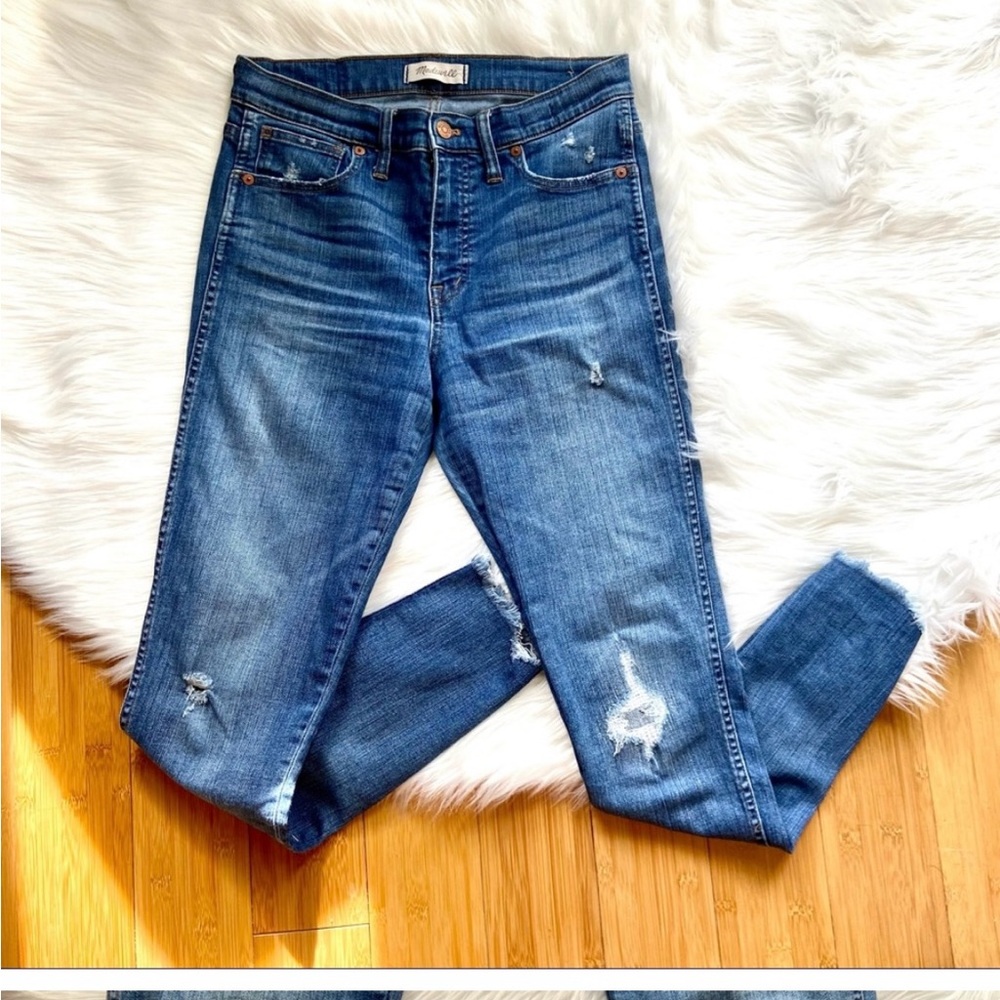 Madewell 9” High Rise Raw Hem Skinny Ankle Jeans